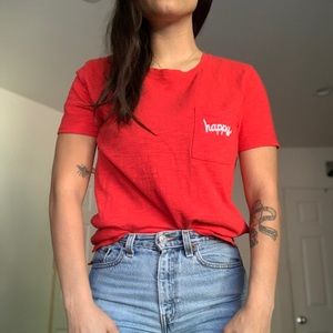 Embroidered T-Shirt: Happy